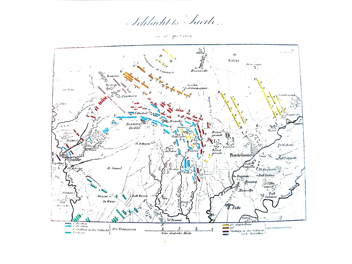 Storia di Sacile: mappa battaglia napoleonica